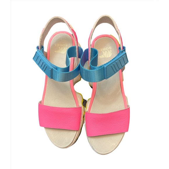 NEW Sorel Womens US Size 10.5 Kinetic Grip-Tape Leather Sandals, Bubble Gum - Picture 2 of 4
